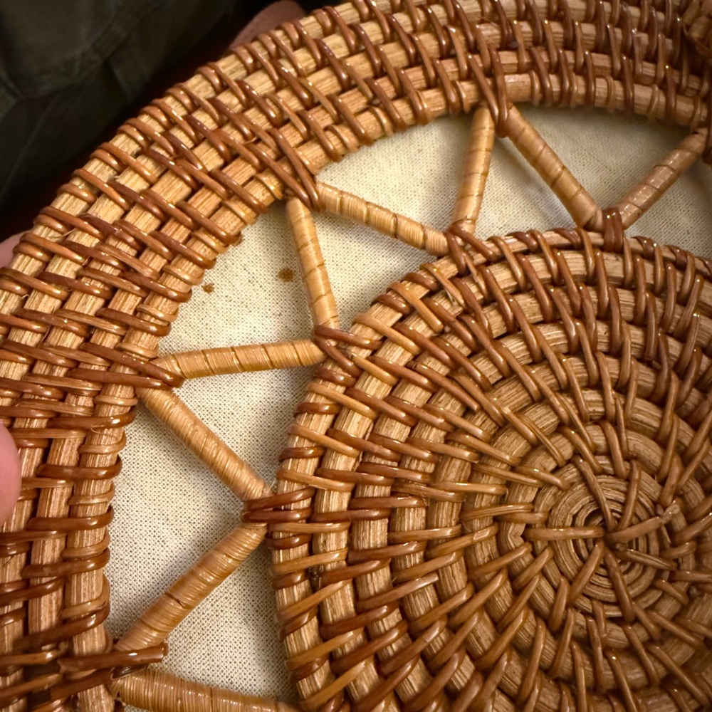 Handcrafted Tan Rattan Crossbody Bag - Picture 4 of 4